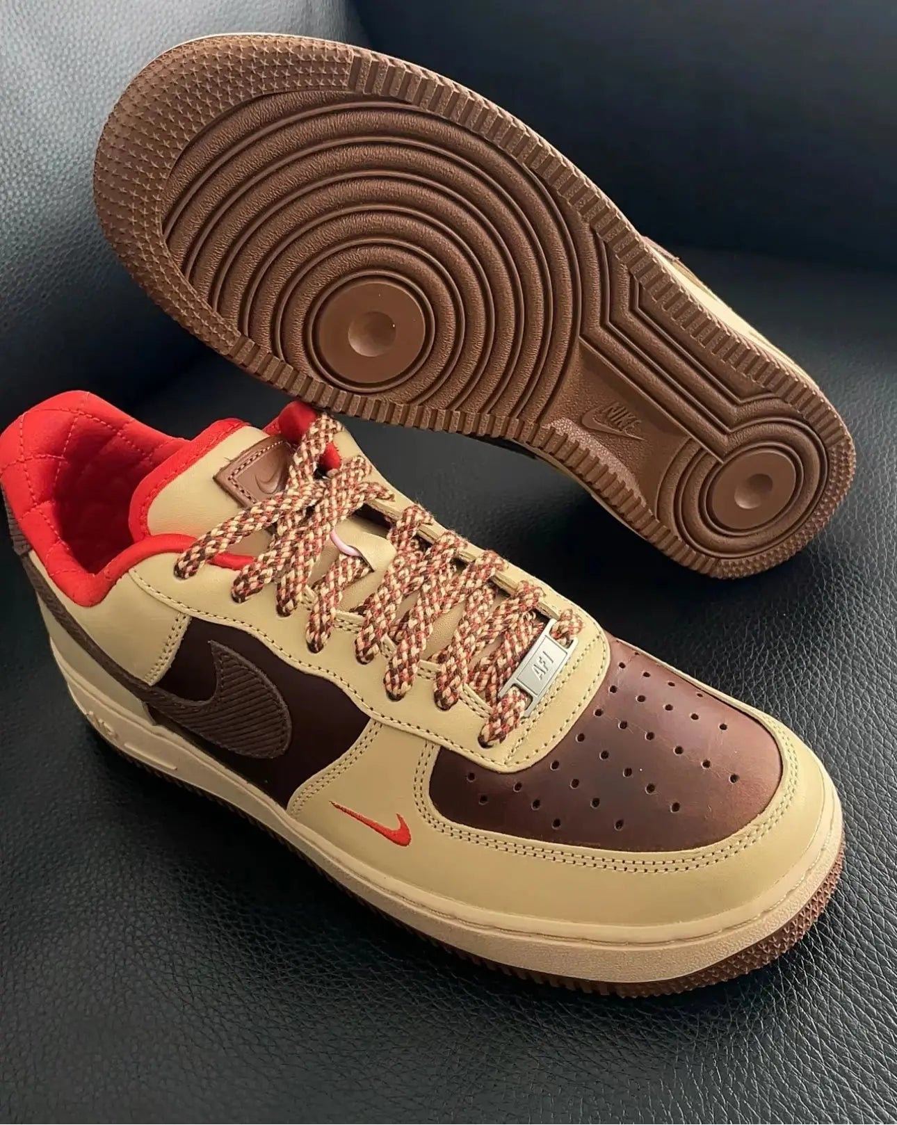 Nike Air Force 1 Lightweight  Comfortable  Versatile  Durable Low Top Board Shoes for Men Brown - Chicchar Fashion