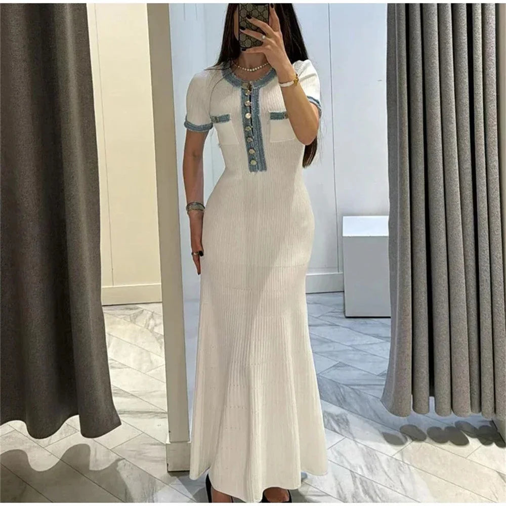 Polyester Knit Maxi Bodycon