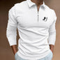 Men Stripe Zip Polo Polyester Chicchar Fashion