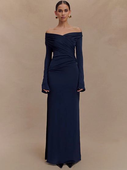 V-Neck Ruched Maxi Dress