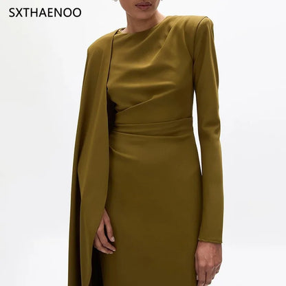 Polyester Linen A-Line Dress