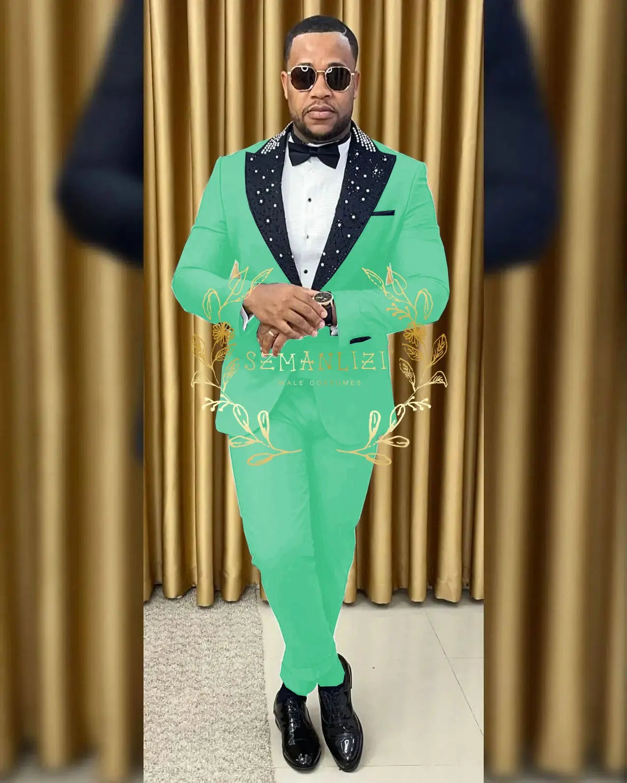 Black Beaded Lapel Tuxedo