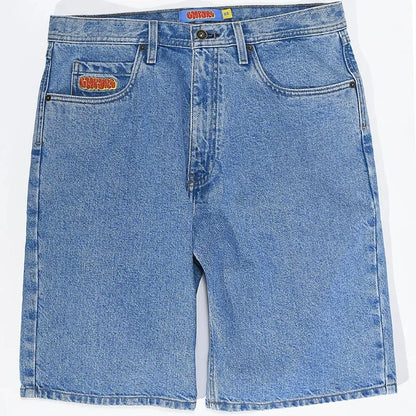 Wide Leg Denim Patch Shorts