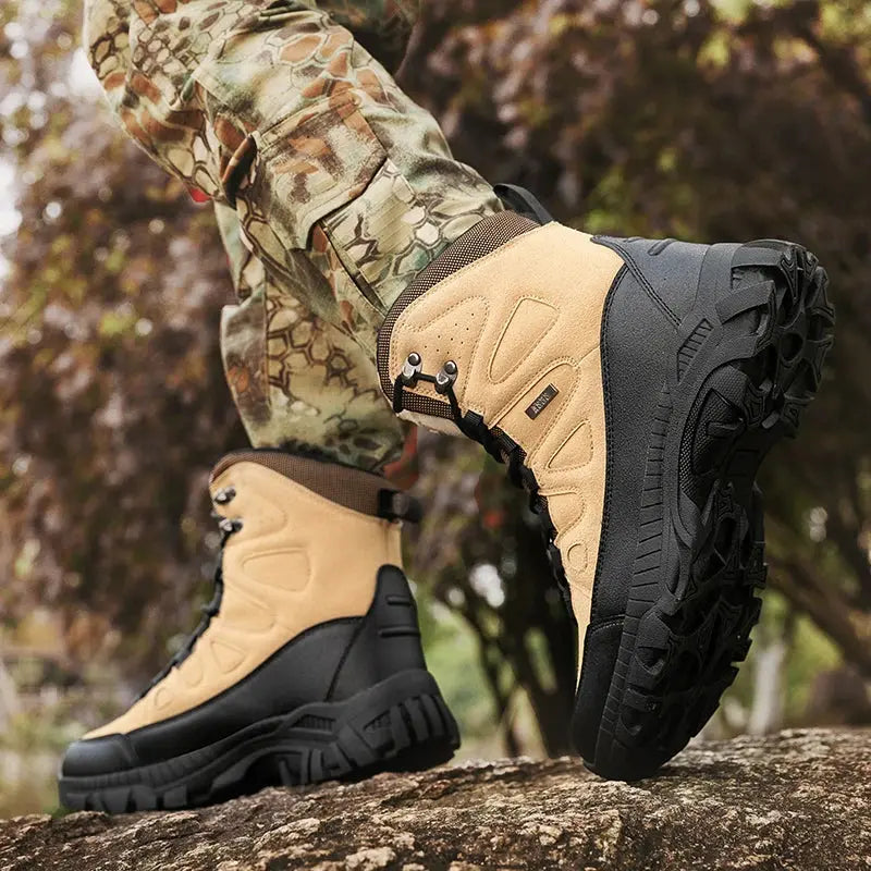 CHRLCK Men's Spring Autumn Hunting Tactical Boots Outdoor Waterproof Anti-slip Color-blocking Boots Men Military Hiking Shoes - Chicchar Fashion