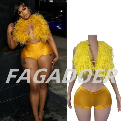 Fur Patchwork Tank & Shorts