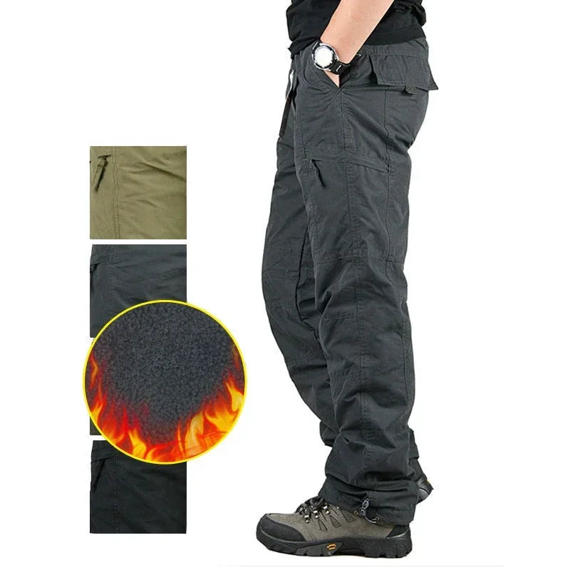 FleecePro Tactical Cargo: Thicken Winter Joggers