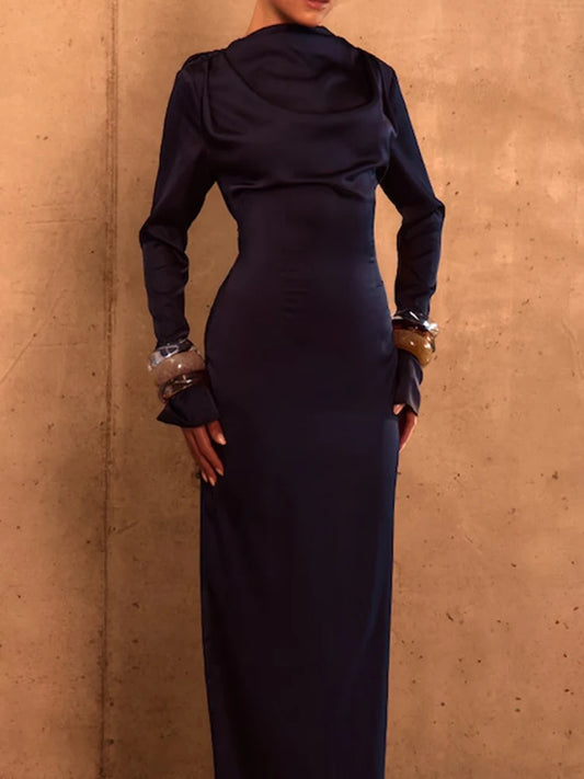 Backless Satin Fishtail Dress