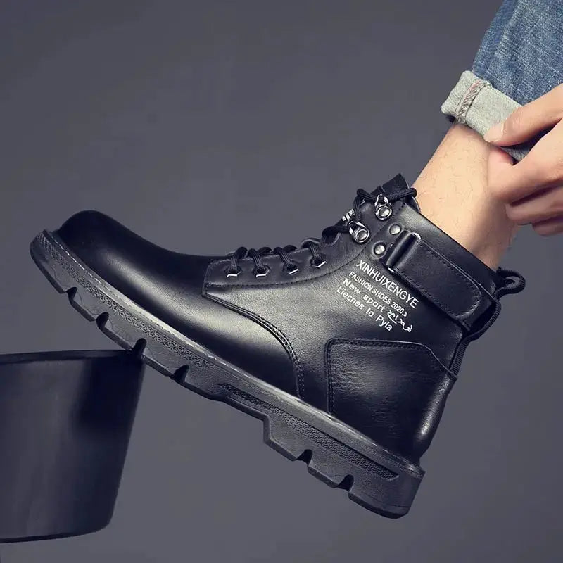 Ankle Boots for Man PU Leather Men's Sports Shoes Autumn Winter Comf High-top Timberland Boot Casual Outdoor Men Motorcycle Boot Chicchar Fashion