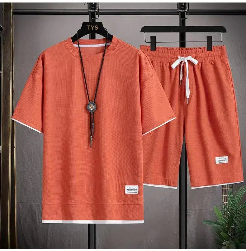 Men's Waffle Polyester Set Chicchar Fashion