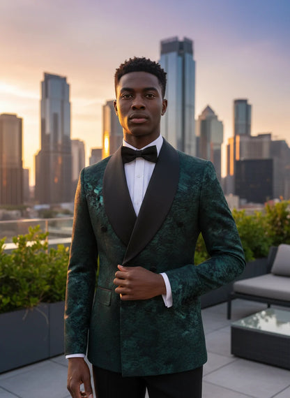 2-Piece Jacquard Shawl Suit