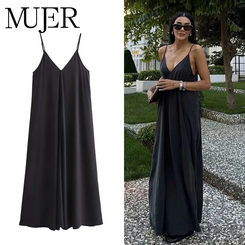 Black Backless Slip Maxi