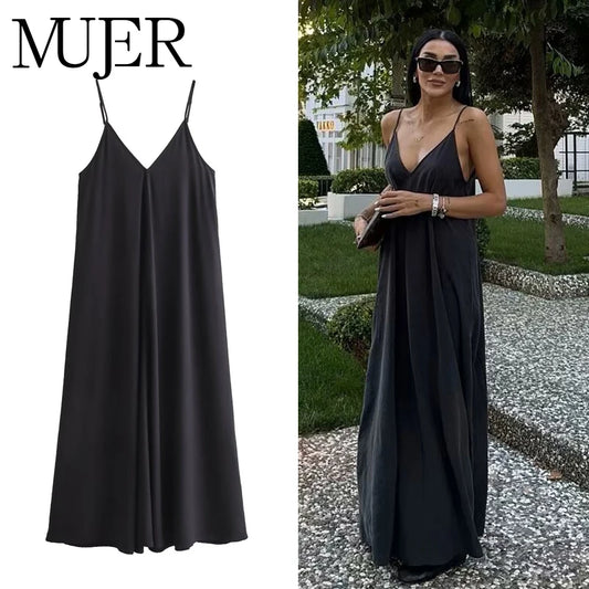 Black Backless Slip Maxi