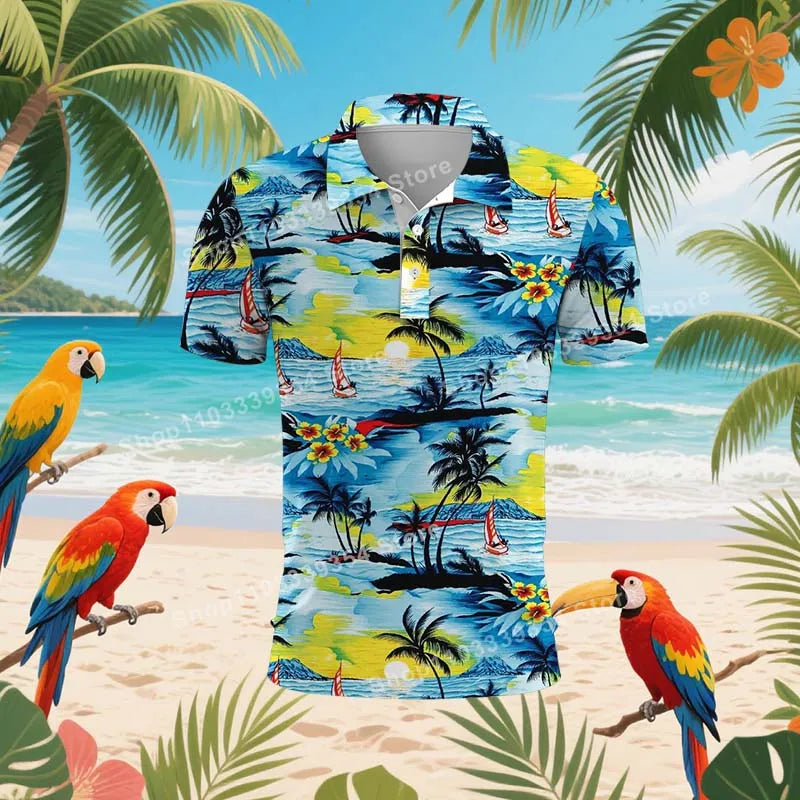 Polyester Hawaiian Golf Polo