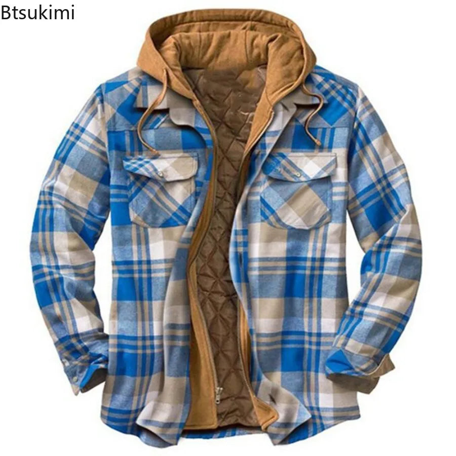 Plaid Hooded Jacket Warm
