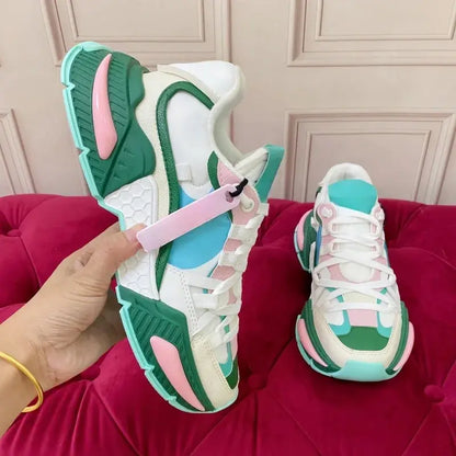 Fashion Sneakers Men Women Neutral Comfort Breathable Round Toe Flats Patchwork Thick Sole Outdoor Sports Casual Walking Shoes - Chicchar Fashion