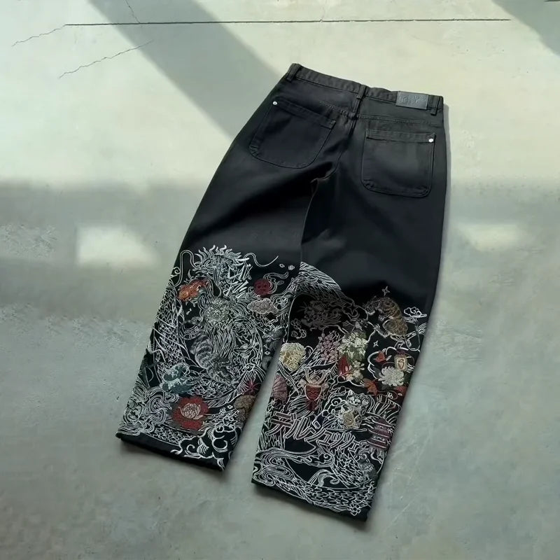 Y2K Embroidered Denim Jeans