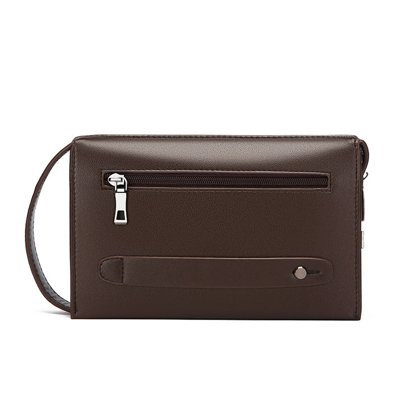 High quality solid color leather password lock design men's business handbags wallet card bag Designer luxury bag clutches - Chicchar Fashion