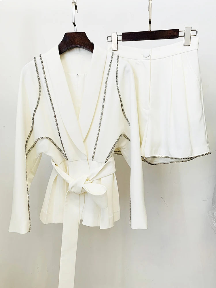 Rhinestone Batwing Blazer Set