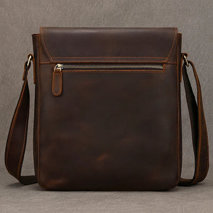 Vintage Cowhide Leather iPad Crossbody Messenger Bag