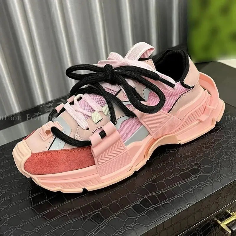 Big Size 35-46 Men Sports Shoes High Quality Women Patchwork Casual Sneakers Sports Running Shoes Lace Up Loafers Platform - Chicchar Fashion