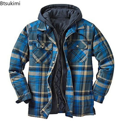 Plaid Hooded Jacket Warm