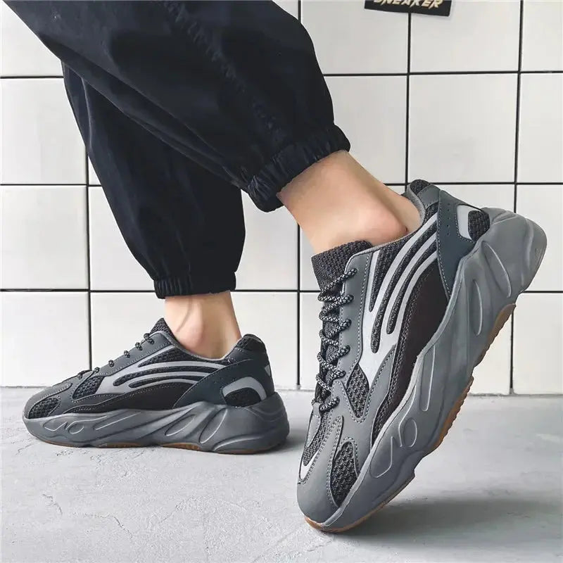 Men's Running Shoes Breathable Mesh Casual Dad Sneakers Polyester Color Block Unisex Slip-On Sports Sneakers Winter Wear - Chicchar Fashion