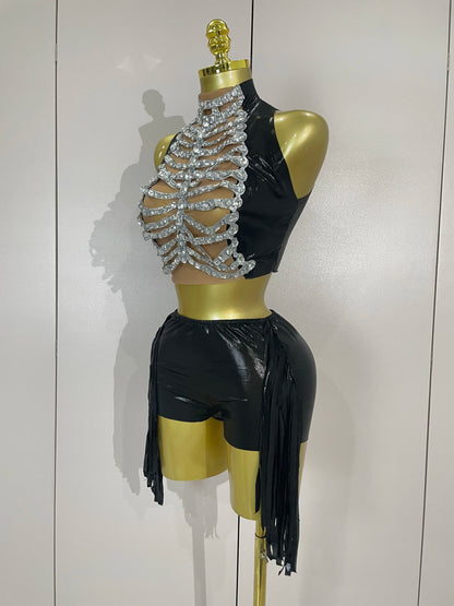 Rhinestone Mesh Club Set