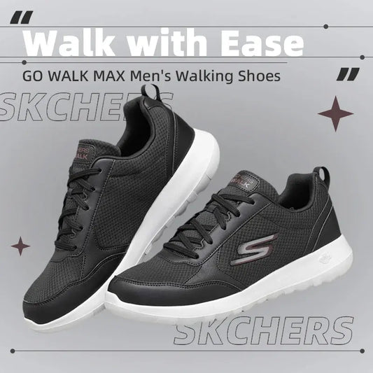 Skechers Men's Shoes Go Walk Max Lightweight Lace-Up Walking Shoes, Fashionable, Comfortable and Casual Shoes 216166-Bkw - Chicchar Fashion