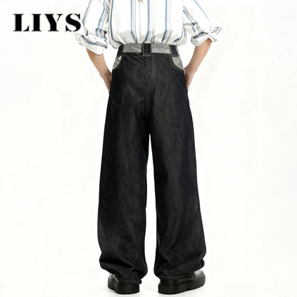 Black Baggy Wide-Leg Denim