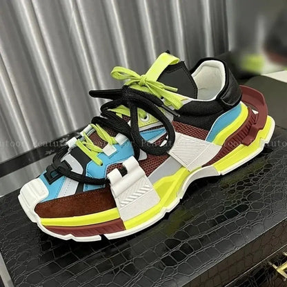 Big Size 35-46 Men Sports Shoes High Quality Women Patchwork Casual Sneakers Sports Running Shoes Lace Up Loafers Platform - Chicchar Fashion