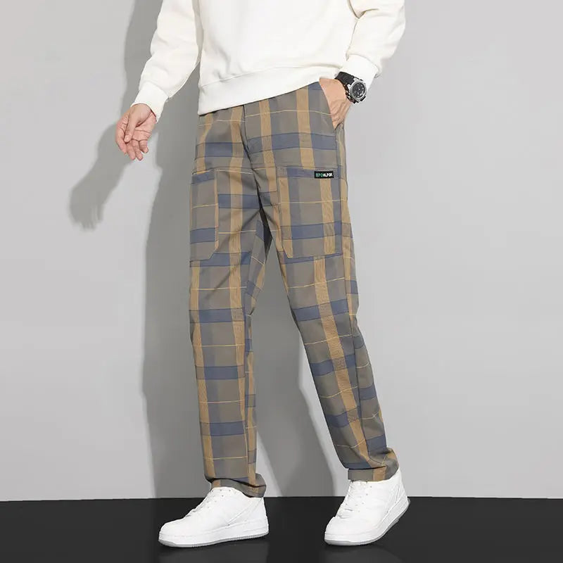 Plaid Harem Cargo Trousers