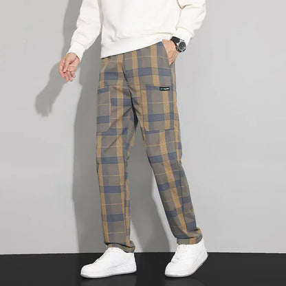 Plaid Harem Cargo Trousers