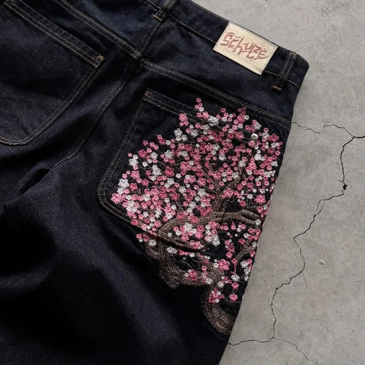 Cherry Blossom Baggy Denim