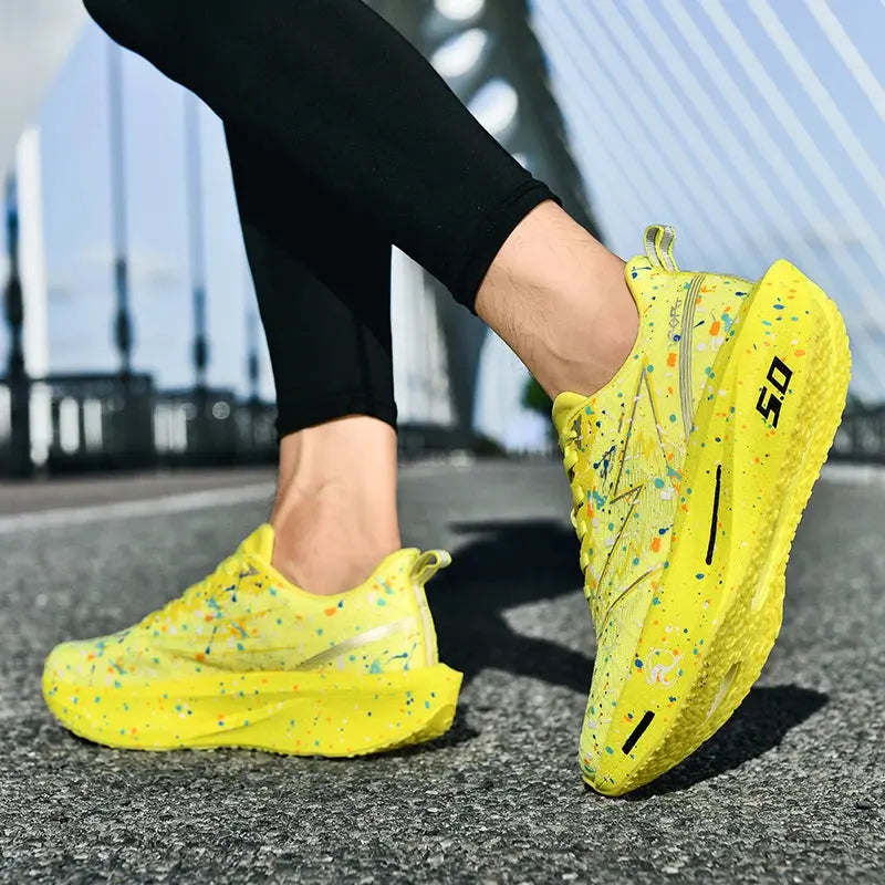 New glow-in-the-dark running shoes with carbon fiber plate, high-resilience sport shoes for men and women, lightweight cushioned - Chicchar Fashion