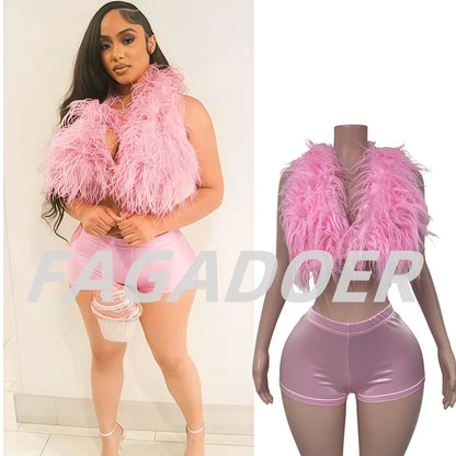 Fur Patchwork Tank & Shorts