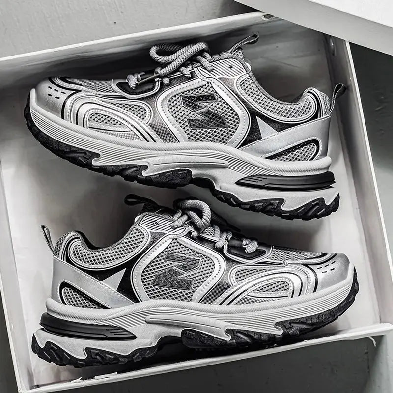 Men Sports Shoes Fashion Mesh Breathable Thick Soled Casual Sports Shoes 2025 New Flat Comfortable Running Shoes for Men - Chicchar Fashion