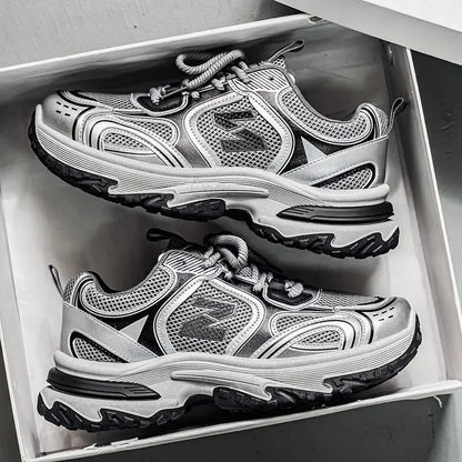 Men Sports Shoes Fashion Mesh Breathable Thick Soled Casual Sports Shoes 2025 New Flat Comfortable Running Shoes for Men - Chicchar Fashion