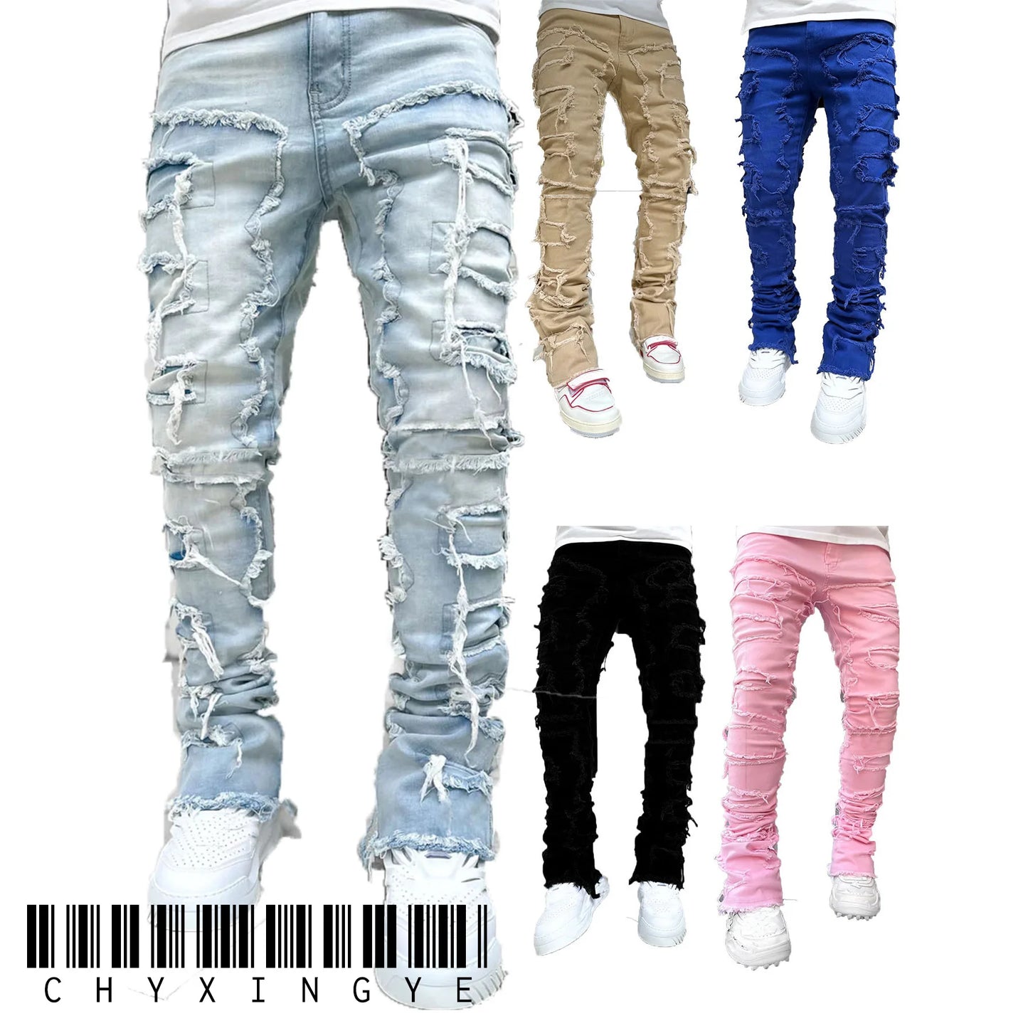 Stretch Patch Denim Jeans Men
