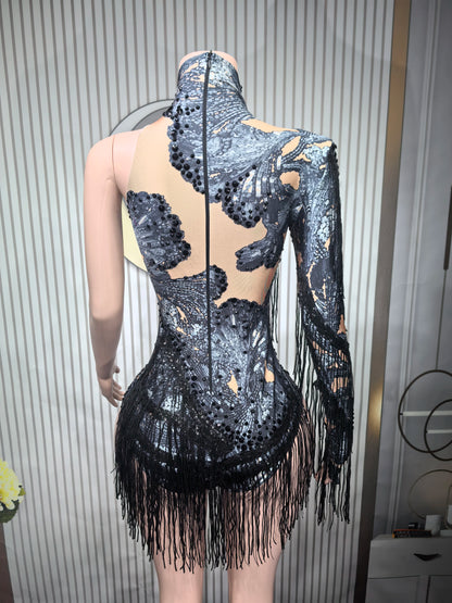 Blue Rhinestone Dance Bodysuit