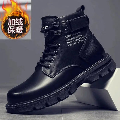 Ankle Boots for Man PU Leather Men's Sports Shoes Autumn Winter Comf High-top Timberland Boot Casual Outdoor Men Motorcycle Boot Chicchar Fashion