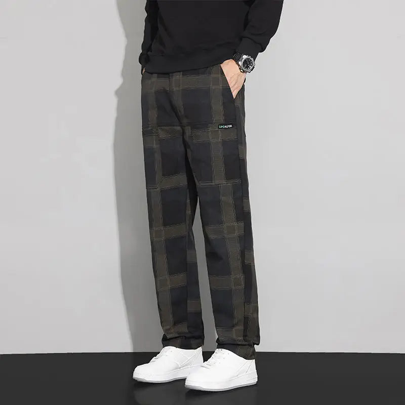 Plaid Harem Cargo Trousers