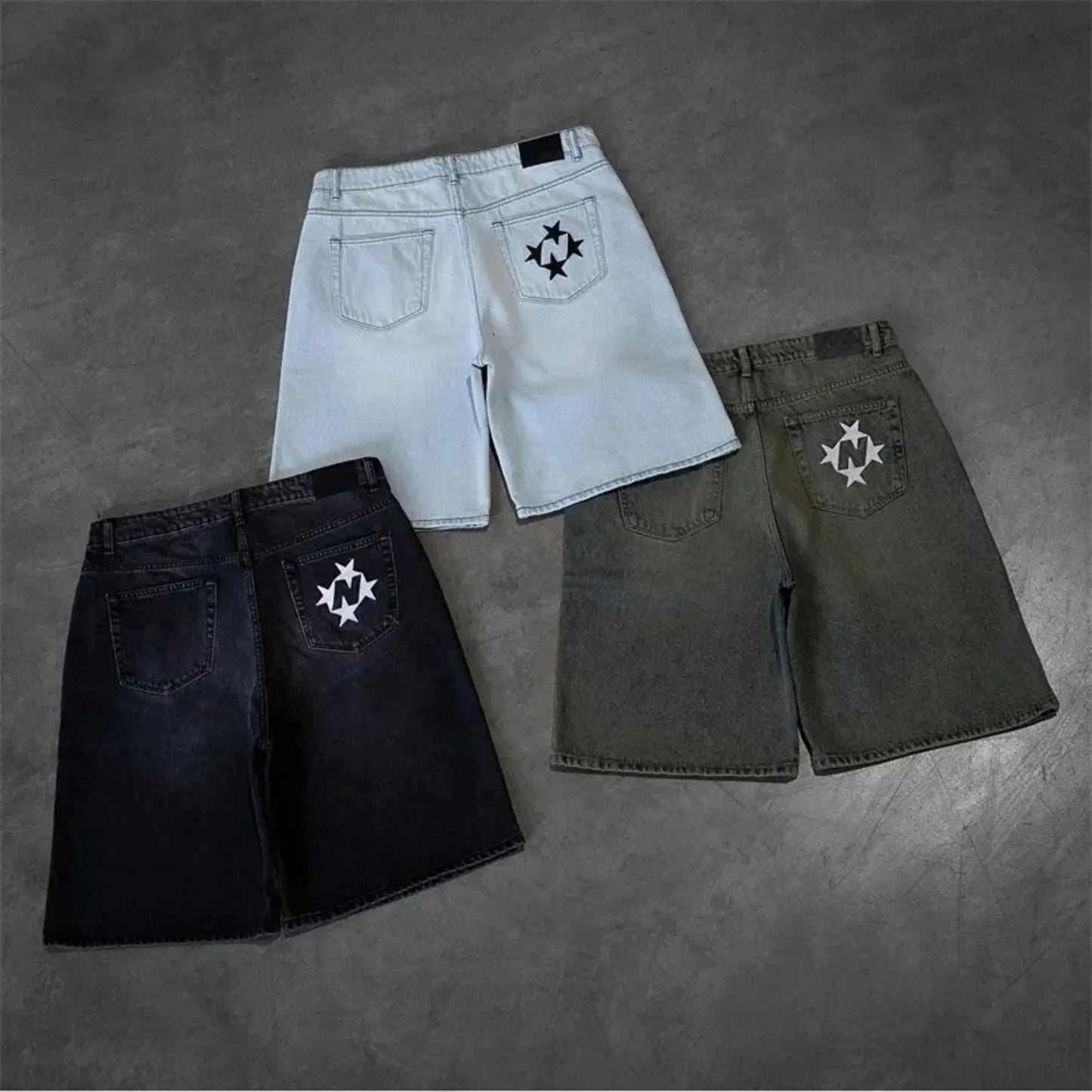 Retro Washed Denim Shorts