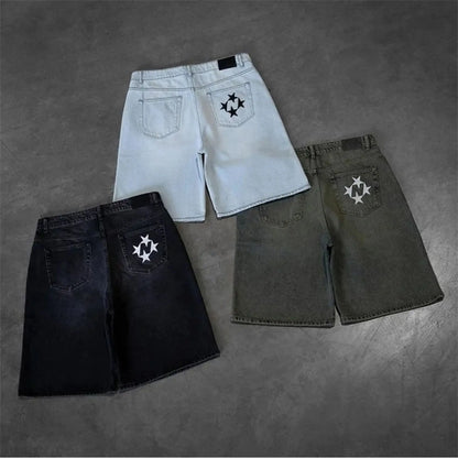 Retro Washed Denim Shorts