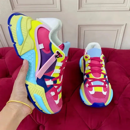 Fashion Sneakers Men Women Neutral Comfort Breathable Round Toe Flats Patchwork Thick Sole Outdoor Sports Casual Walking Shoes - Chicchar Fashion