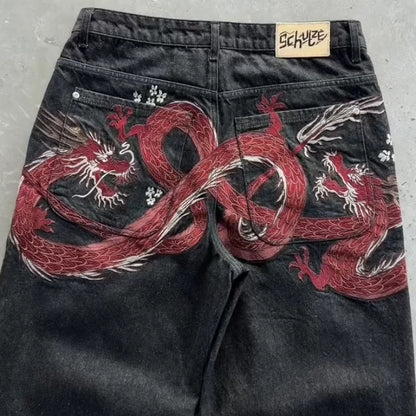 Y2K Embroidered Denim Jeans