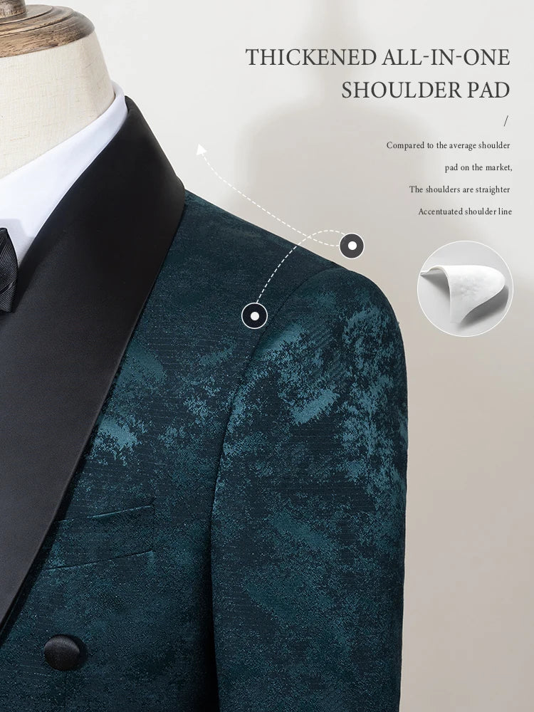 2-Piece Jacquard Shawl Suit