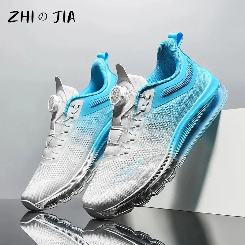 New Rotating Buckle Sports and Casual Shoes Men's Air Cushion Running Shoes Large Mesh Breathable Shoes Outdoor Fashion Footwear - Chicchar Fashion