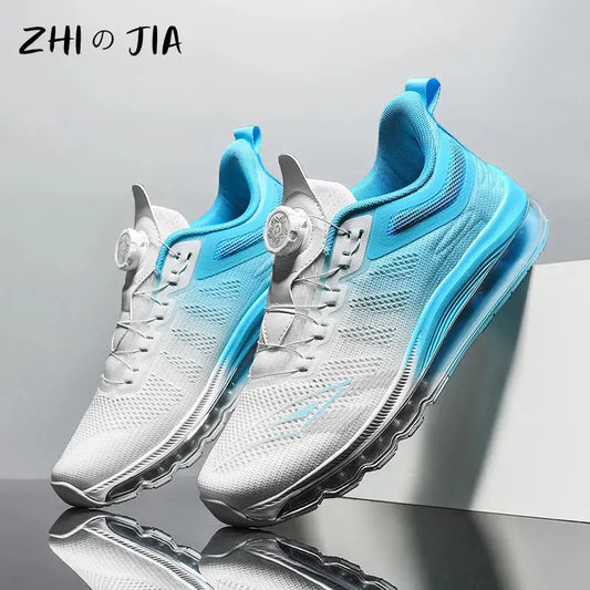 New Rotating Buckle Sports and Casual Shoes Men's Air Cushion Running Shoes Large Mesh Breathable Shoes Outdoor Fashion Footwear - Chicchar Fashion