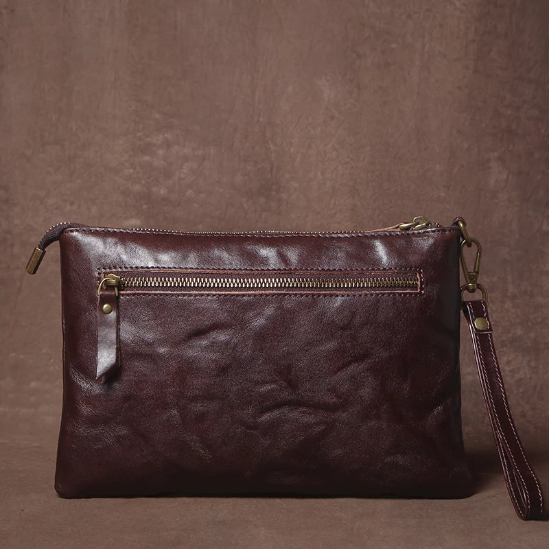 GURO High Quality Men's Real Leather Clutch Luxury Designer Money Pouch Casual Business Handbag Armpit Bag Portable Wristlet Bag - Chicchar Fashion