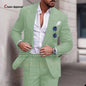 Sky Blue Linen Slim Suit